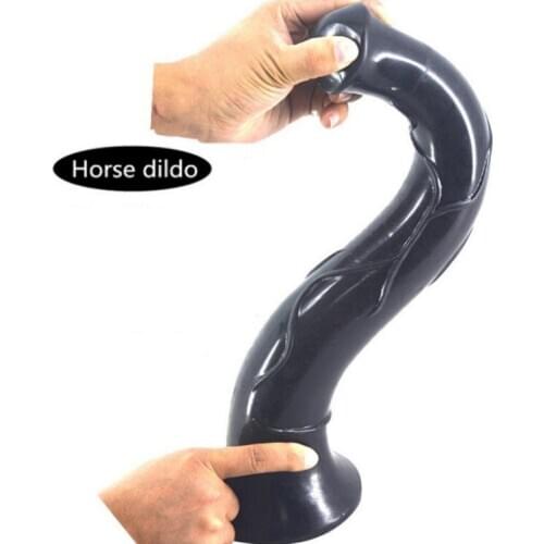 Black Super Huge Animal Dildo Realistic Horse Dildo Female Masturbation Thick Penis Suction Cup Sex Toys for Woman Lesbian Fist