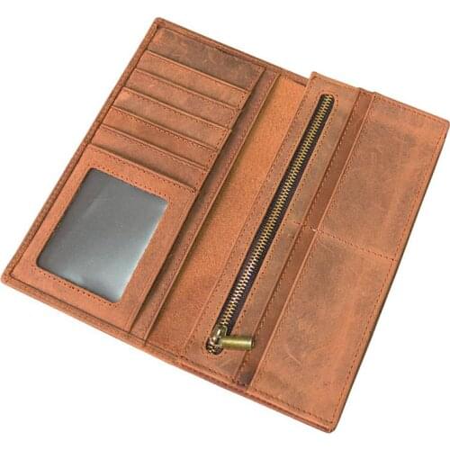 Men Women Leather Long Wallet High Quality Zipper Long Purse Male Female Purse Wallet for 6Inch Iphone Vintage Designer