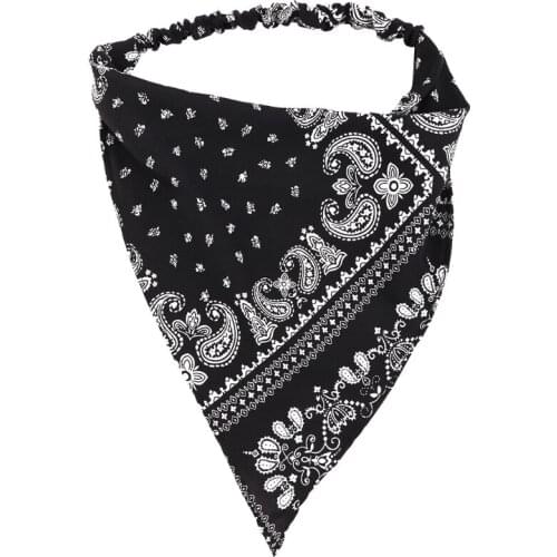 Boho Paisley Floral Elastic Hair Scarf Bandana Headband for Women Girls Adjustable Turban Headwrap Triangle Head Kerchief