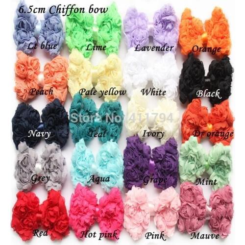 EPacket 70 pcs/ lot , shabby chic bows flowers , chiffon rose hair bow for headband