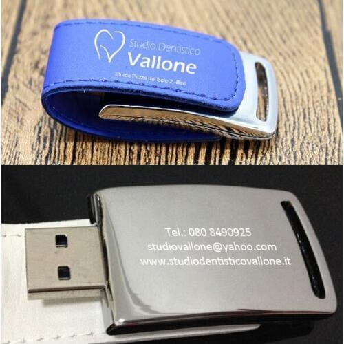 50PCS/LOT Blue Leather USB Flash Drive 8GB Pen Drive USB 2.0 Flash Stick Free Custom Logo Printing