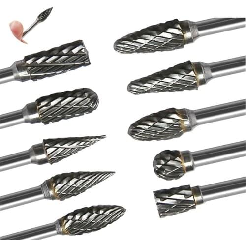 3mm Shank Drawing Tungsten Carbide Milling Cutter Rotary Tool Burr Double Diamond Cut Rotary Metal Wood Electric Grinding