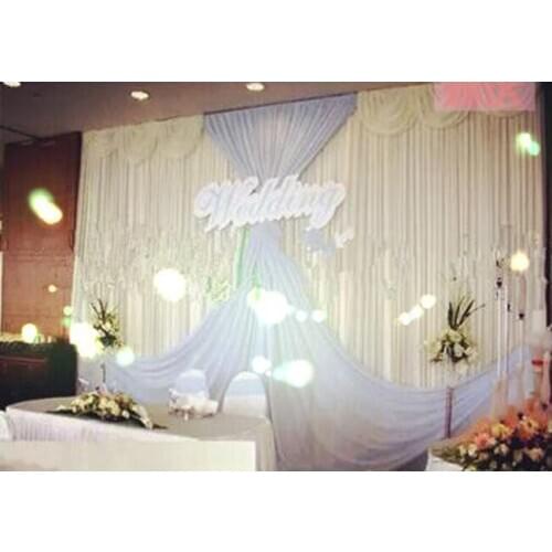 Hot The white Wedding arrangement ivory stage curtain 3mx6m background Wedding backdrop marriage background