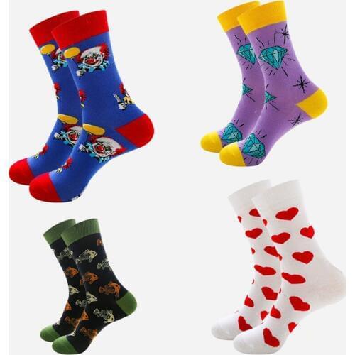 Cotton Colorful Funny Men Socks Funky Crazy Amazing Clown Socks Shiny Diamond Novelty Happy Socks Women Fun Creative Winter Sock