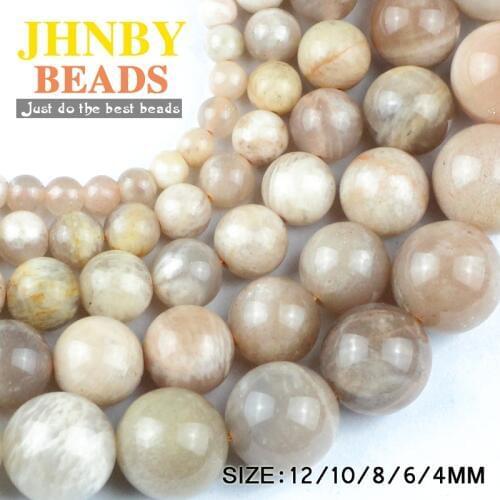 JHNBY Sun stone beads Natural Stone High quality Pretty 4/6/8/10/12MM Round ball Loose beads for jewelry bracelet making DIY