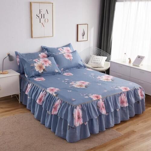 K 1PC Printed Bedding Soft Bed Skirt Wedding Bedspread Full Queen King Size Bed Sheet Mattress Cover Bedsheets Dropshipping AJ