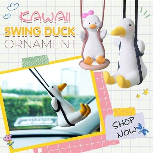 1pc Kawaii Swing Duck Car Pendant Decoration Little Duck Swing Auto Rearview Mirror Pendant For Car Goods Interior Accessories