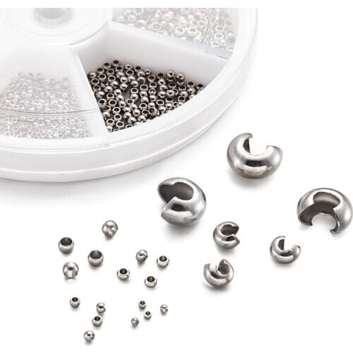 Pandahall Iron/Brass/Stainless Steel Ball Round Cover Crimp End Beads Covers Stopper for Jewelry Findings Making DIY Accessories