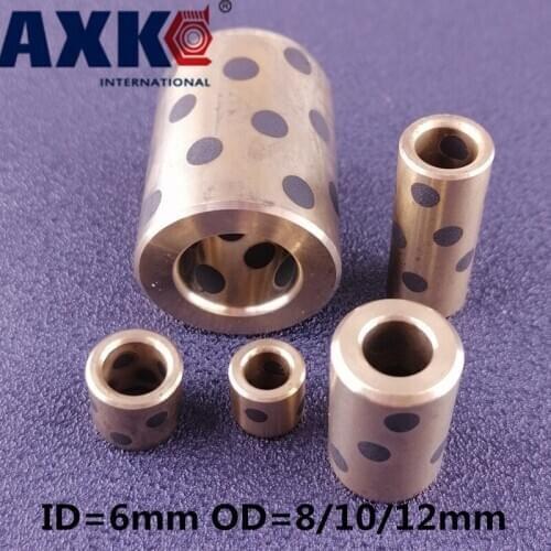 Lm6uu 6mm Ball Bearing Linear Graphite Copper Set Bearing Bushing Oil Self-lubricating JDB Free Shipping 4/10pcs OD 8/10/12mm