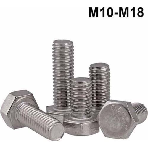 M10 M12 M14 M16 M18 304 Stainless Steel External Hex Outer Hexagon Head Cap Screw Bolts DIN933 Length 10mm-250mm