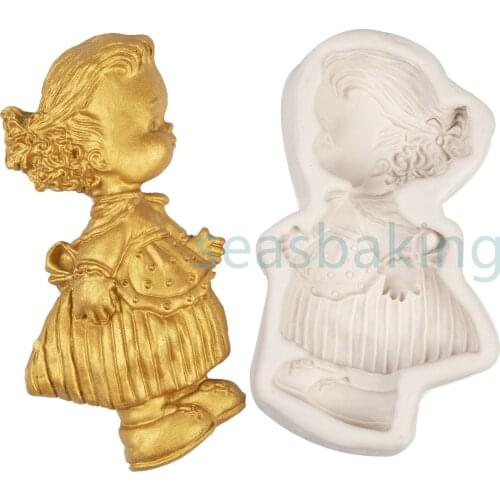 Little Girl Silicone Cake Mold Chocolate Fondant Baking Mold Epoxy Plaster Mold