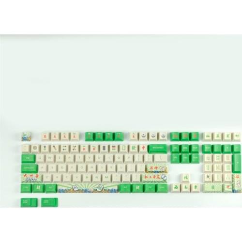 Mechanical Game Keyboard Keycaps Chinese Mahjong Theme Set PBT OEM Profile DYE Subbed Asia layout GH60 GK61X 87 104 108