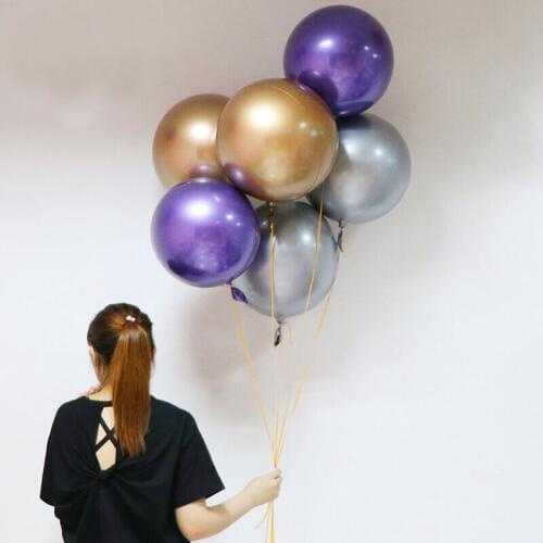 GIHOO 18inch 5pcs Metallic Balloons Wedding Event Party Happy Birthday Bubble Balloon Metal Chrome Party Supplies Helium Baloon