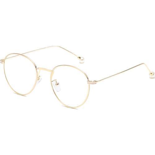 Fashion Women Optical Glasses Gold Metal Frame Round Eyeglasses Vintage Reading Glasses Clear Lens Mens Frames Oculos 083X