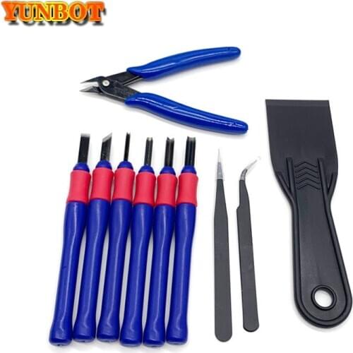 10pcs/set 3D Printer Parts Repair Knife Tweezers Spade Clipper Tool Kit Set for 3D Printed Model Deburring Clean-up