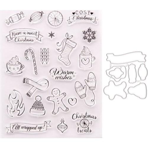KLJUYP Merry Christmas Transparent Clear Silicone Stamp Cutting Dies Set for DIY scrapbooking/photo album Decorative