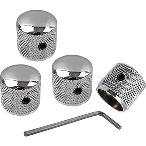 New 4Pcs Metal Volume Tone Dome Tone Guitar Speed Control Knobs with Screws for Fender Strat Telecaster Gibson LP Electric Guita