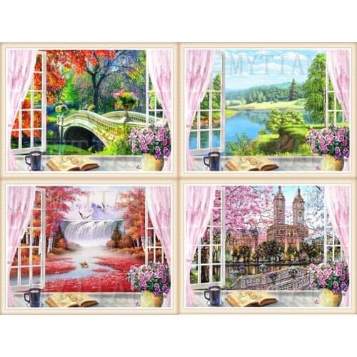 New 5d DIY Diamond Painting Outside the window Landscape Cross Stitch Diamond Embroidery Scenery rhinestones Mosaic Gi