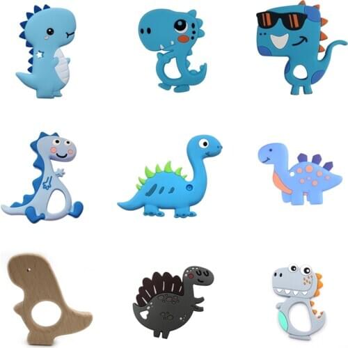 Food Grade Silicone Teethers Cartoon Animal Dinosaur Shaped Baby Teether Rodent Nurse Accessories For Newborn Baby
