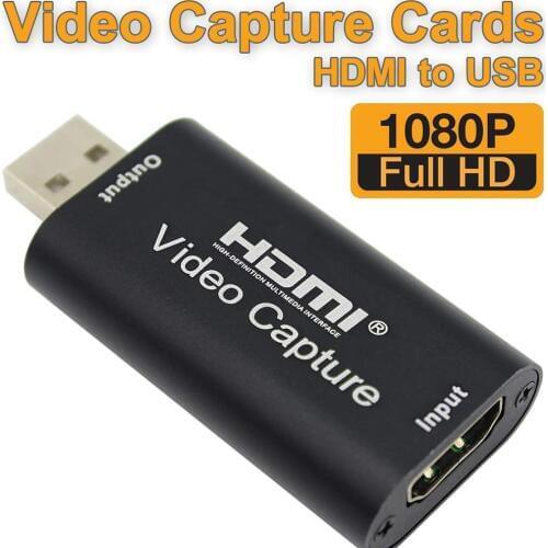 Audio Video Capture Cards HDMI to USB 1080p USB2.0 Record via DSLR Camcorder Action Cam 4K 1080P for PS4 Game DVD