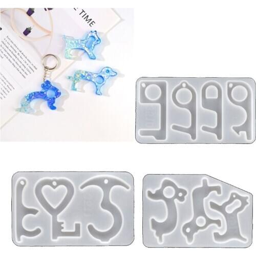 Handmade No Touch Keychain Resin Mold Tool DIY Zero Touch Hands Free Door Opener Stylus Safety Tool Molds Jewelry Making