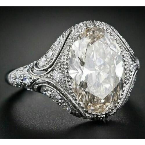 Luxury Jewelry Women Oval Cut White Zircon Bridal Rings for Wedding Engagement Ring Gifts