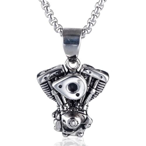 Stylish and simple motorcycle engine titanium steel pendant necklace for man jewelry hot sale