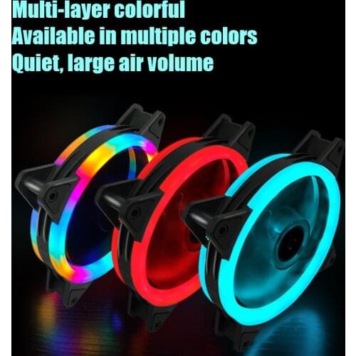 COOLMOON 120Mm Dual-Aperture Cooling Fan, Colorful Silent PC Fan, 16 Bright Led Damping Fans, 40000H Service Life, Low Noise