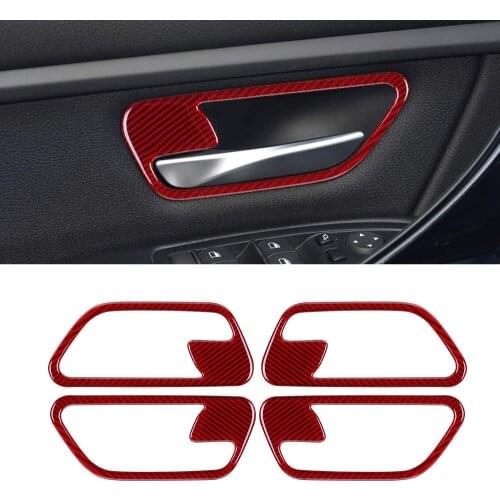 Interior Carbon Fiber Car Interior Door Handle Cover Trim Door Bowl Stickers Decoration for BMW 3 Series GT F30 F32 F34 13-17