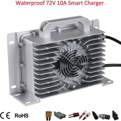Waterproof 72V 10A LiFePO4 Lead Acid Lithium Charger 72 Volt 10A 84V 87.6V Full Seal Charger For Golf Cart Tour Electric Car