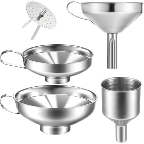 4 Pack Stainless Steel Kitchen Funnel Is Suitable for Gl Bottle Seasoning Jar for Transferring Liquid