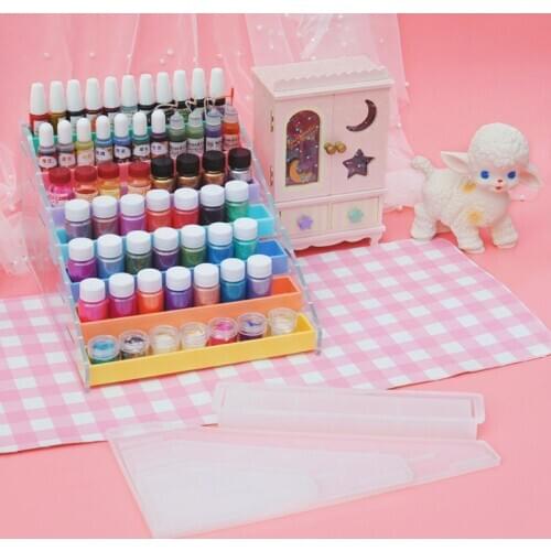 Jewelry Resin Pigment Bottles Storage Silicone Resin Molds Bottle Display Rack Trays Epoxy Casting Molds Art Craft Tools