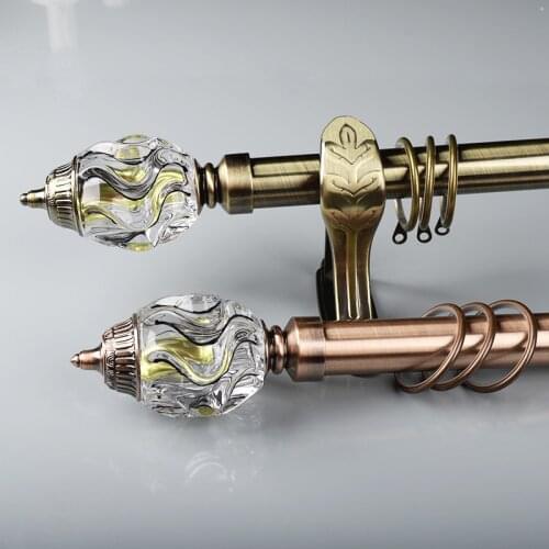 Thicken Aluminum Alloy Curtain Poles Fashion Crystal Decoration Durable Single Double Curtain Rods Track Accessories Customized