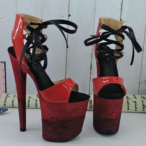 Leecabe Colorful Glitter 20cm/8inches Color pole dance sandals lady shoe high heel platform dance shoes