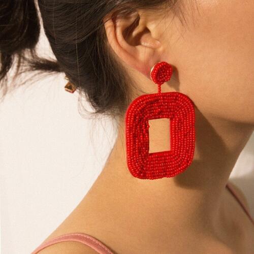 Abayabay Girls Beads Stud Drop Earring Womens Earrings Red Black White Cute Simple Lovers Classic Jewelry Boucles D Oreille