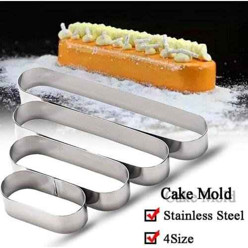 1pc 4 Sizes Steel Oval Mousse Mold Rectangular Bar Mousse Pastry Mold Circle Mousse Baking Tiramisu Tools Kitchen Ring W5H7