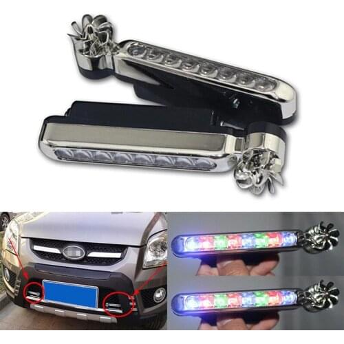 1pc Wind Powered 8 LED Car DRL Daytime Running Light Fog Warning Auto Head Lamp