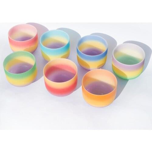 10 Inch Rainbow Third Eye Crown Root Sacral Solar Heart Throat Chakra Quartz Crystal Singing Bowl