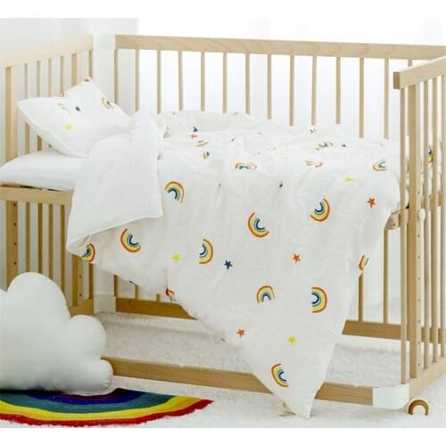 2Pcs Winter Baby Quilt Cotton Double Gauze Soft Newborn Cartoon Warm Washable Quilt Wrap Blanket Infant Pillow Crib Baby Bedding
