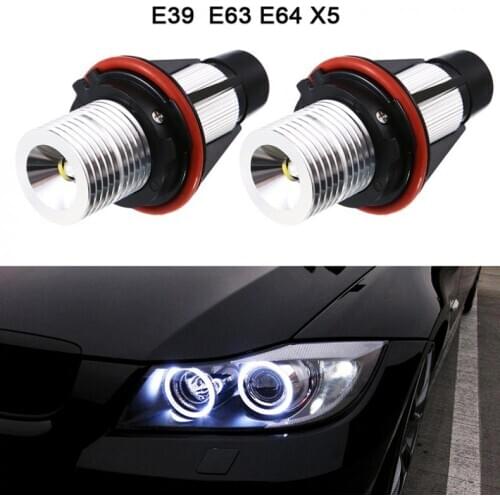 2pcs/lot Angel Eyes White LED Car Head Light Bulbs Halo Ring Marker 5W 6000K 1000LM Car Headlight for X5 E39 E53 E60 E63 E64