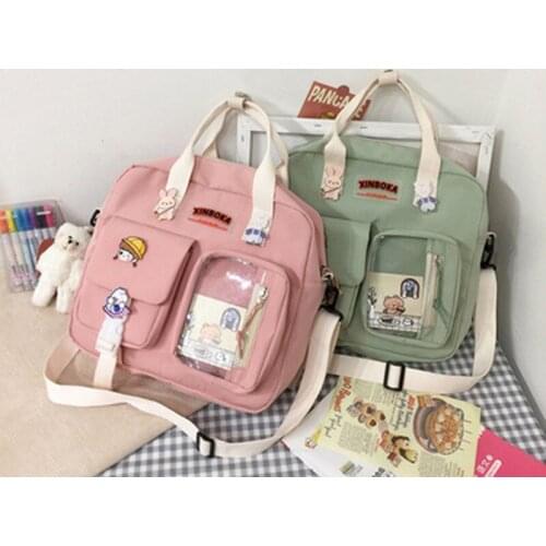 2021 Women Cute Cow Backpack Female Student College Schoolbag Girl Badge Multifunctional Backpacks Ladies Waterproof Nylon Bag