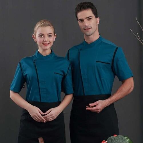 2021 Men Chef Short Sleeve Work Clothes Professional Uniform Overalls New Cook Uniform Restaurant Kitchen Cooking Chef Tops