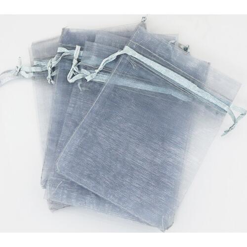 30x40cm (11.8"x15.7") 50pcs Gray Organza Bags Big Party Favor Jewelry Boutique Gifts Packaging Bag Cute Drawstring Gift Bags