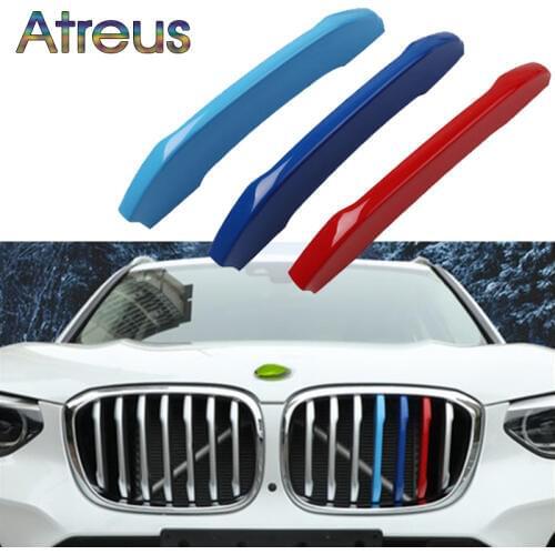 Atreus 3pcs 3D Car Front Grille Trim Sport Strips Cover Stickers For New BMW X3 X4 2018 2019 2020 G01 G02 M Power Accessories