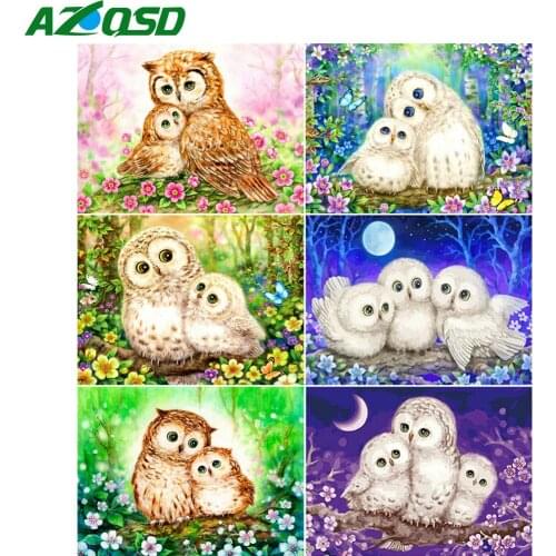 AZQSD Full Kits Diamond Painting Owl Picture Of Rhinestones Diamond Embroidery Animals Mosaic Needlework Decor For Home