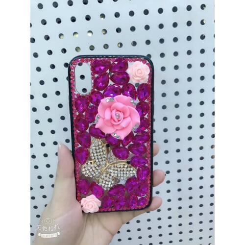 XINGDUO bling Jewelled Butterfly flowers case for iphone X XS XR XS MAX Luxury Full diamonds Glitter case for iphone 6s 7 8 Plus