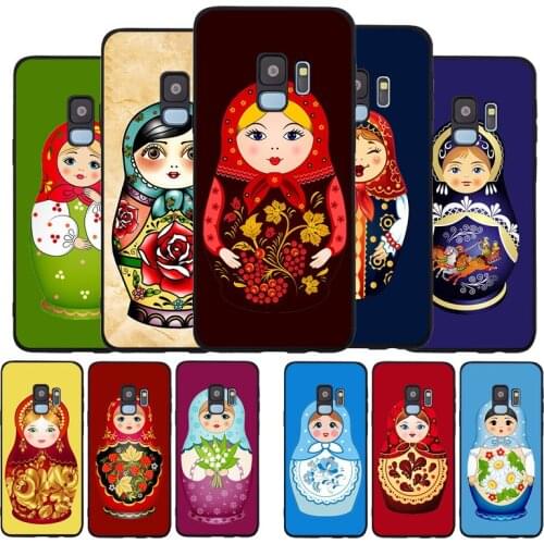 Matryoshka black Soft phone Case For Samsung S20 S10 S9 S8 S7 edge Plus Lite For Note 8 9 10 A6 A7 A8 A9 2018