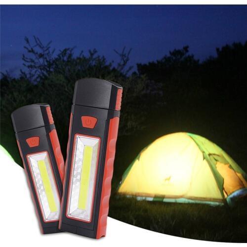 Cob Led Work Light Portable Inspection Flashlight With Strong Magnetic Hook And Support Stand For Camping Automobile