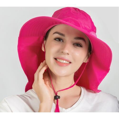 Connectyle Mens Women Outdoor Large Brim Fishing Hat with Neck Cover UPF 50+ Mesh Sun Visor Hats For Women