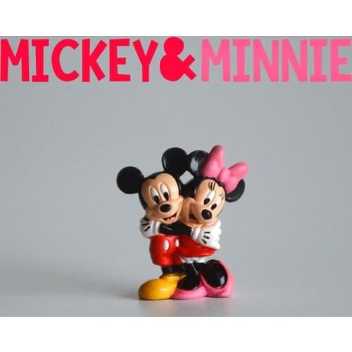 Disney 10pcs Mickey Mouse Mickey Hugs Minnie Figure Toys Collection Room Cake Decoration Decorative Materials